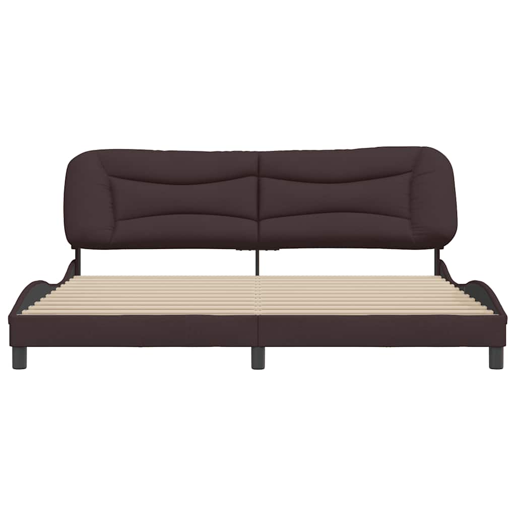 Cadre de lit sans matelas Hvar marron foncé 200x200 cm tissu - XIOS