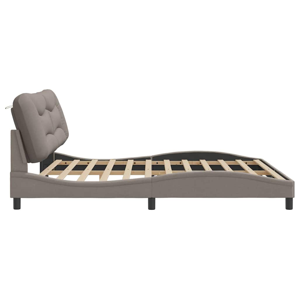 Cadre de lit sans matelas Hvar taupe 200x200 cm tissu - XIOS