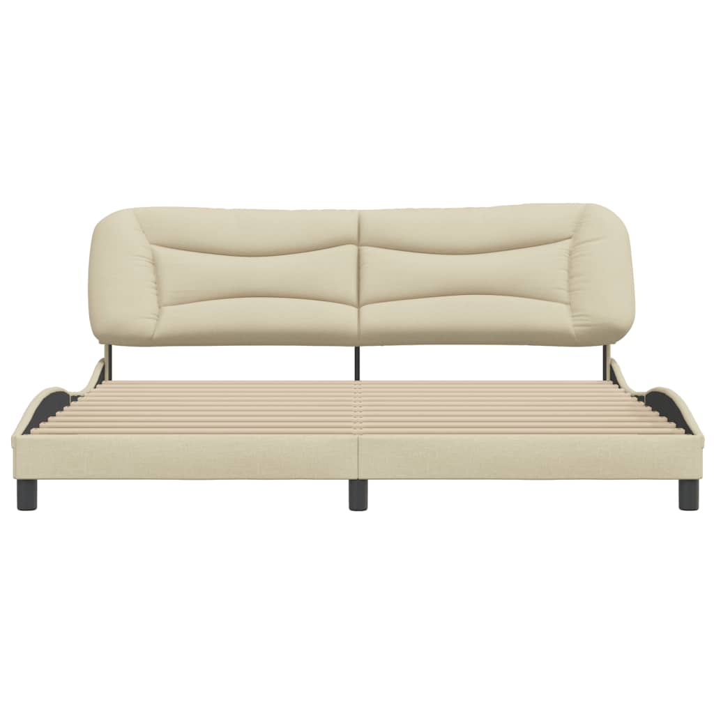 Cadre de lit sans matelas crème 200x200 cm tissu - XIOS