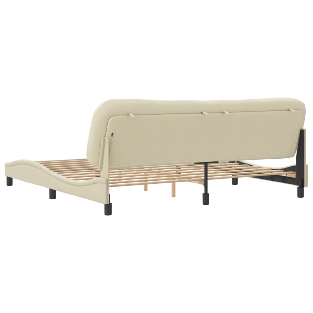 Cadre de lit sans matelas crème 200x200 cm tissu - XIOS