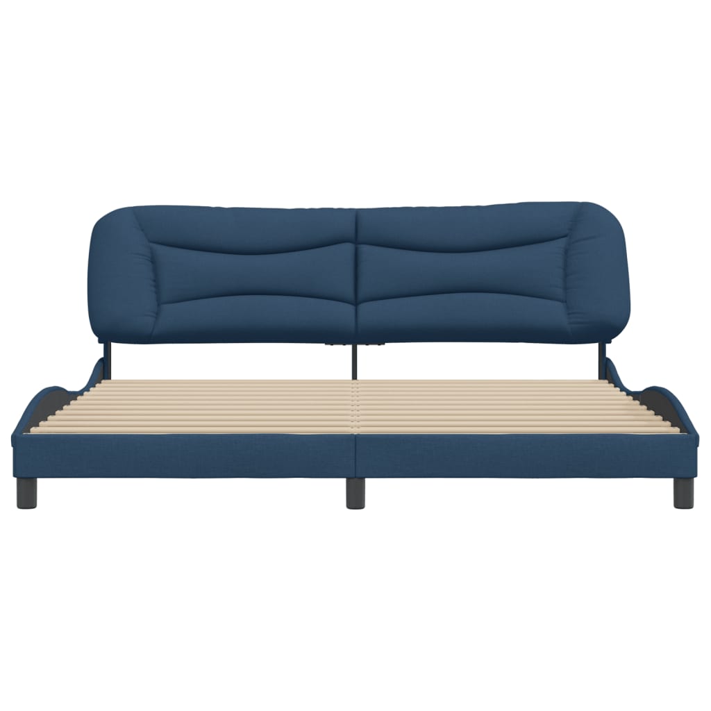 Cadre de lit sans matelas bleu 200x200 cm tissu - XIOS