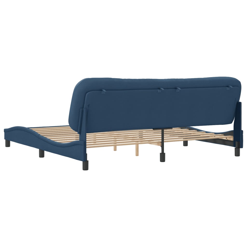Cadre de lit sans matelas bleu 200x200 cm tissu - XIOS