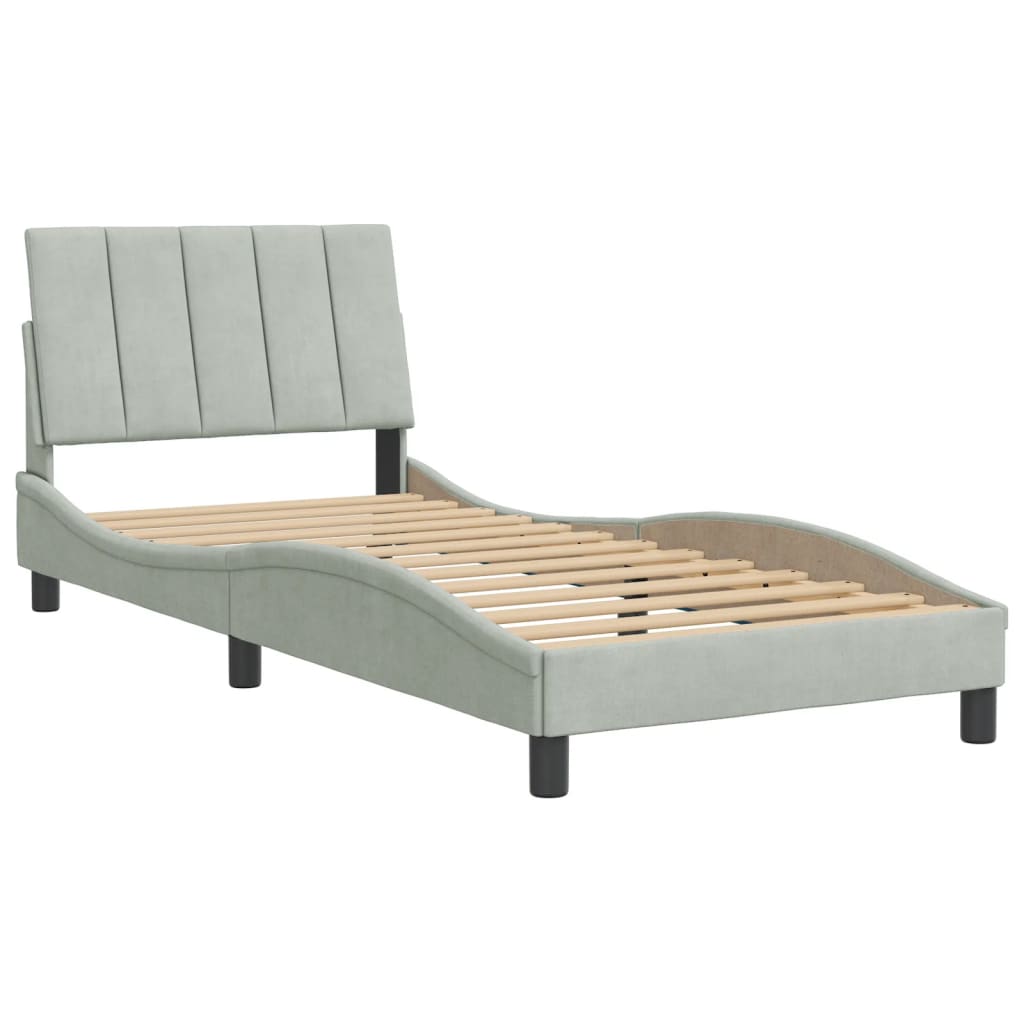 Cadre de lit sans matelas gris clair 80x200 cm velours - XIOS