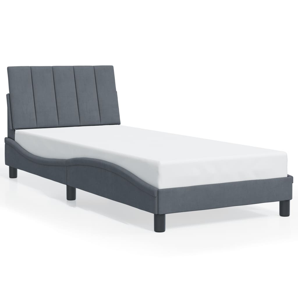 Cadre de lit sans matelas gris foncé 80x200 cm velours - XIOS