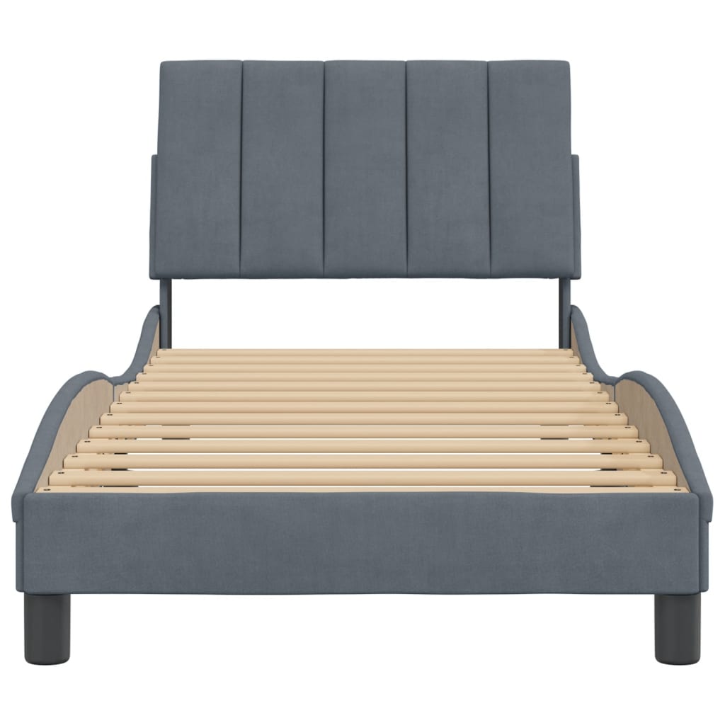 Cadre de lit sans matelas gris foncé 80x200 cm velours - XIOS