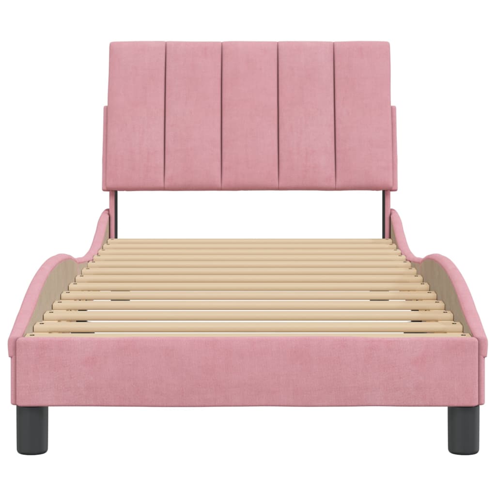 Cadre de lit sans matelas Hanko rose 80x200 cm velours - XIOS