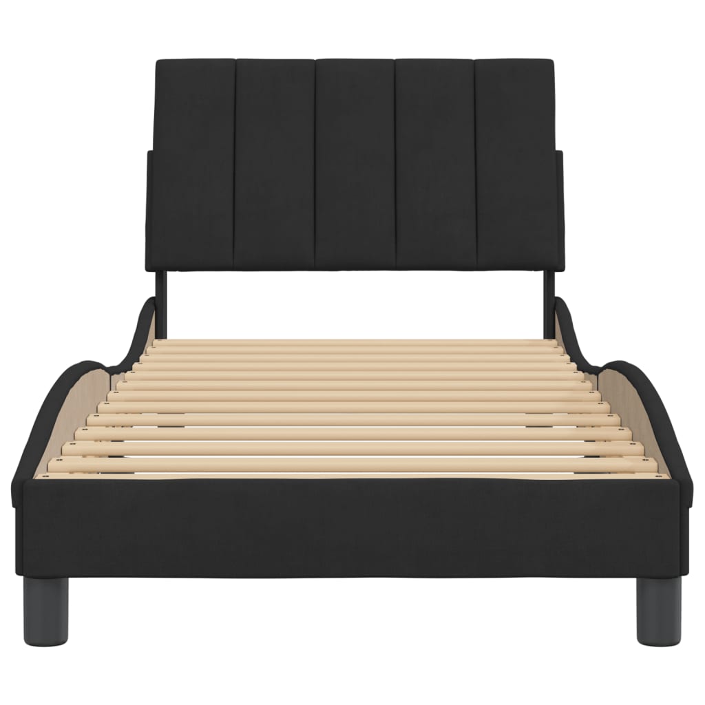 Cadre de lit sans matelas noir 90x190 cm velours - XIOS
