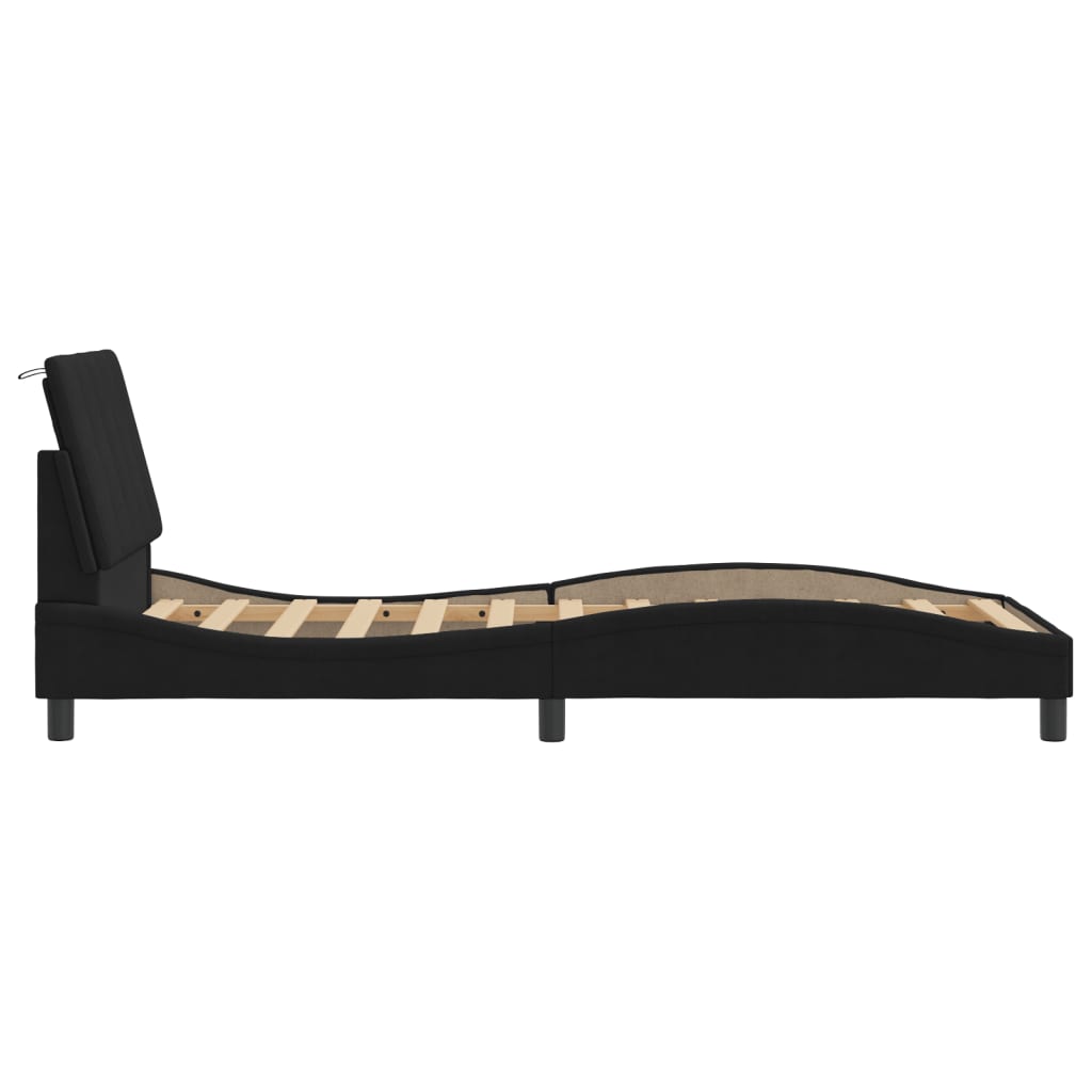 Cadre de lit sans matelas noir 90x190 cm velours - XIOS