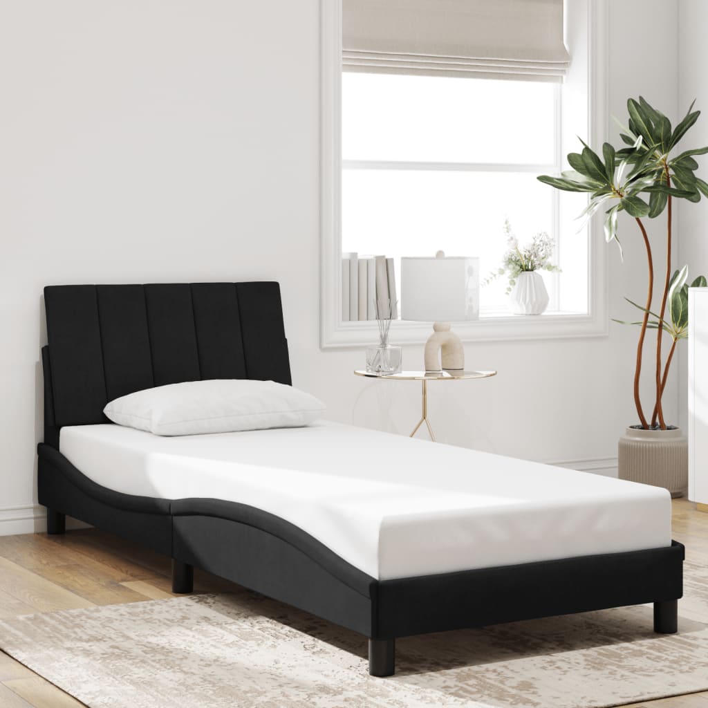 Cadre de lit sans matelas noir 90x190 cm velours - XIOS