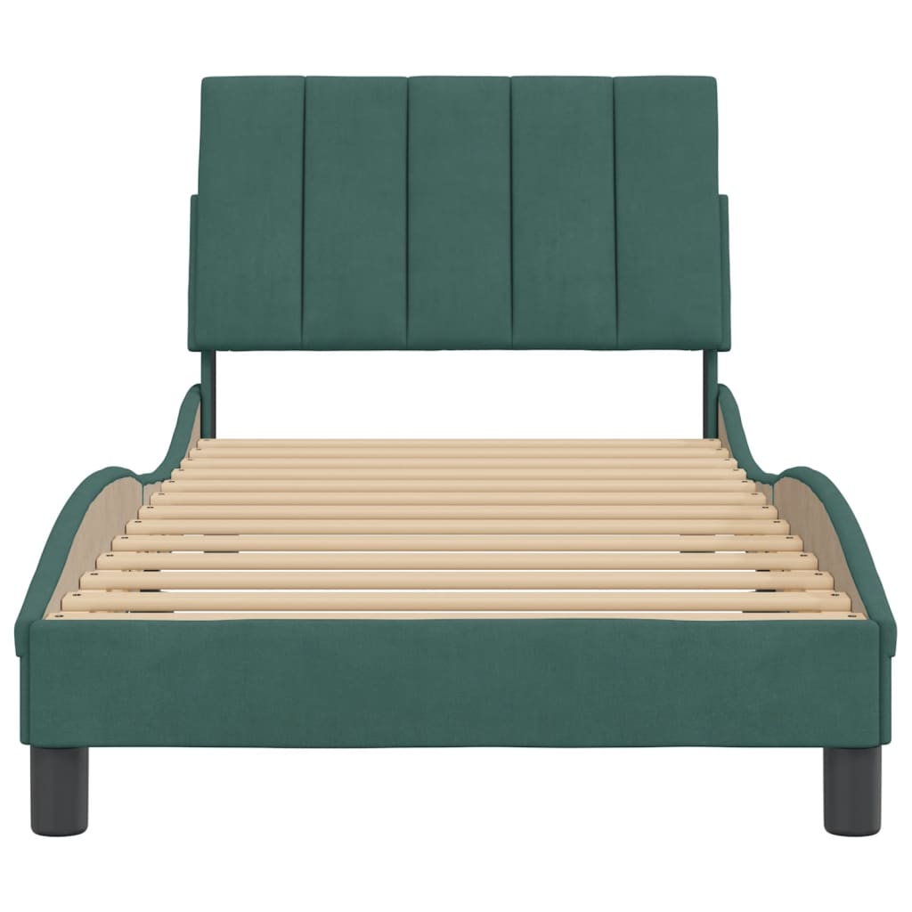 Cadre de lit sans matelas vert foncé 90x200 cm velours - XIOS