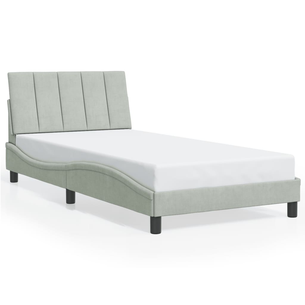 Cadre de lit sans matelas gris clair 100x200 cm velours - XIOS