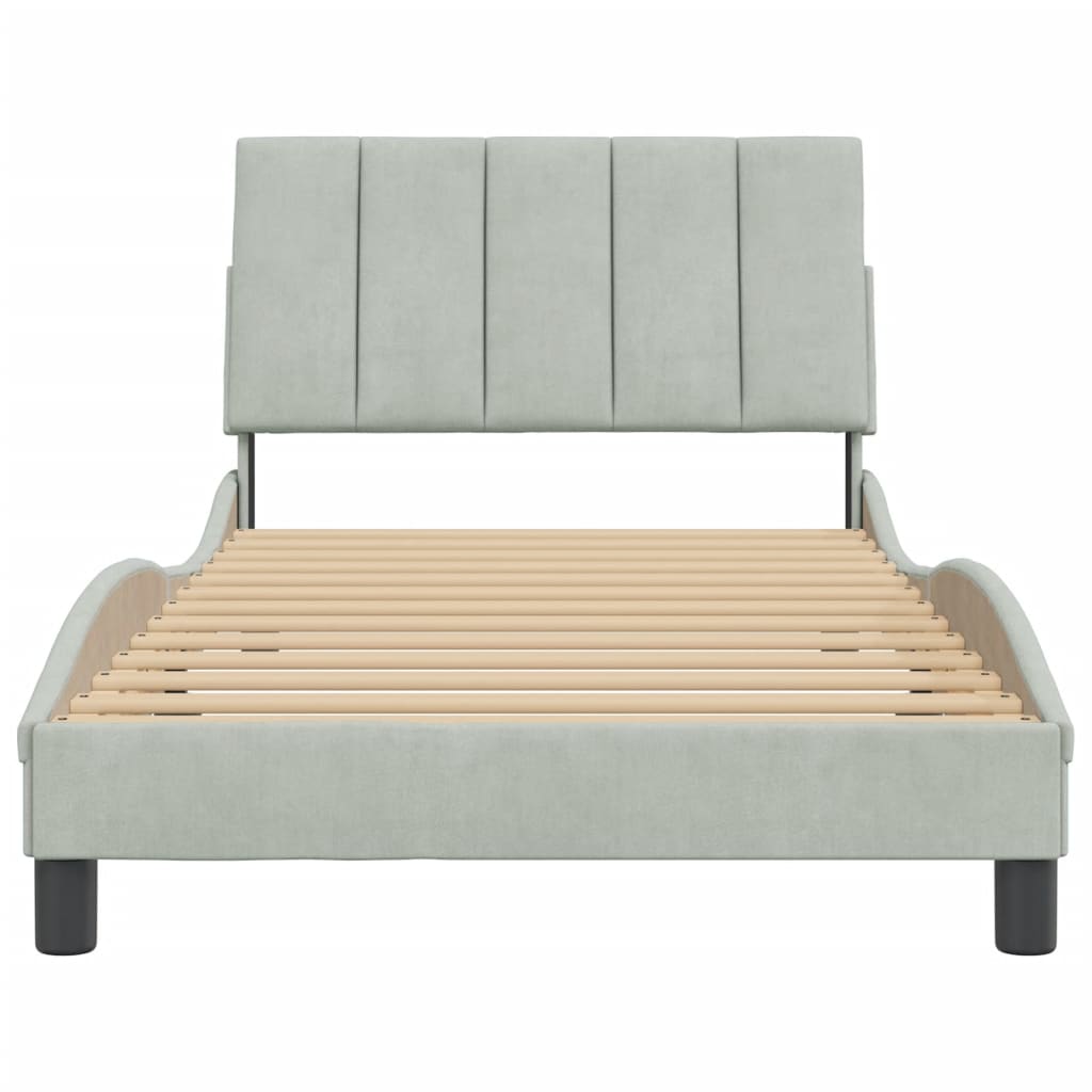 Cadre de lit sans matelas gris clair 100x200 cm velours - XIOS