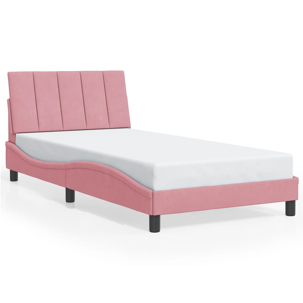 Cadre de lit sans matelas rose 100x200 cm velours - XIOS