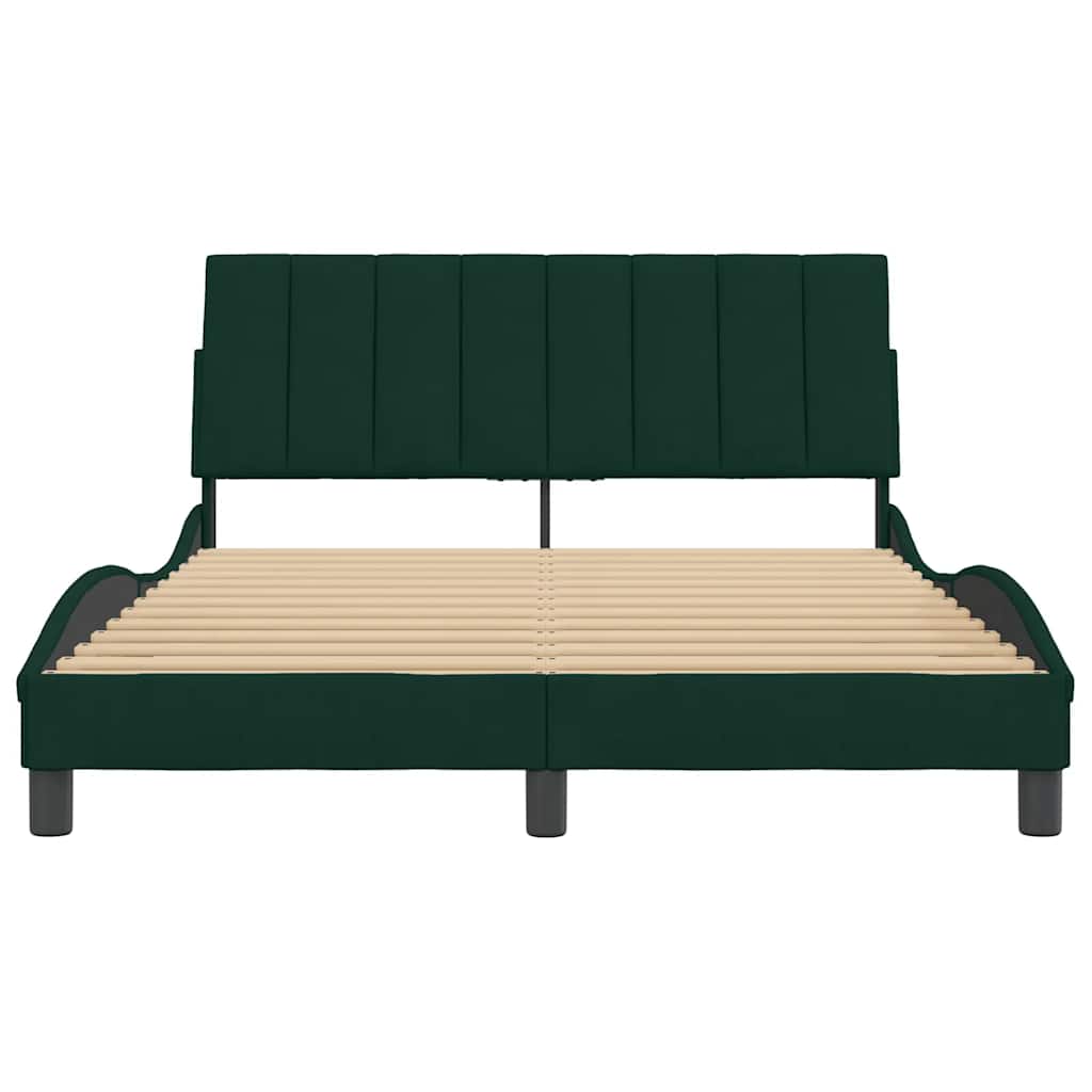 Cadre de lit sans matelas Hanko vert foncé 120x200 cm velours