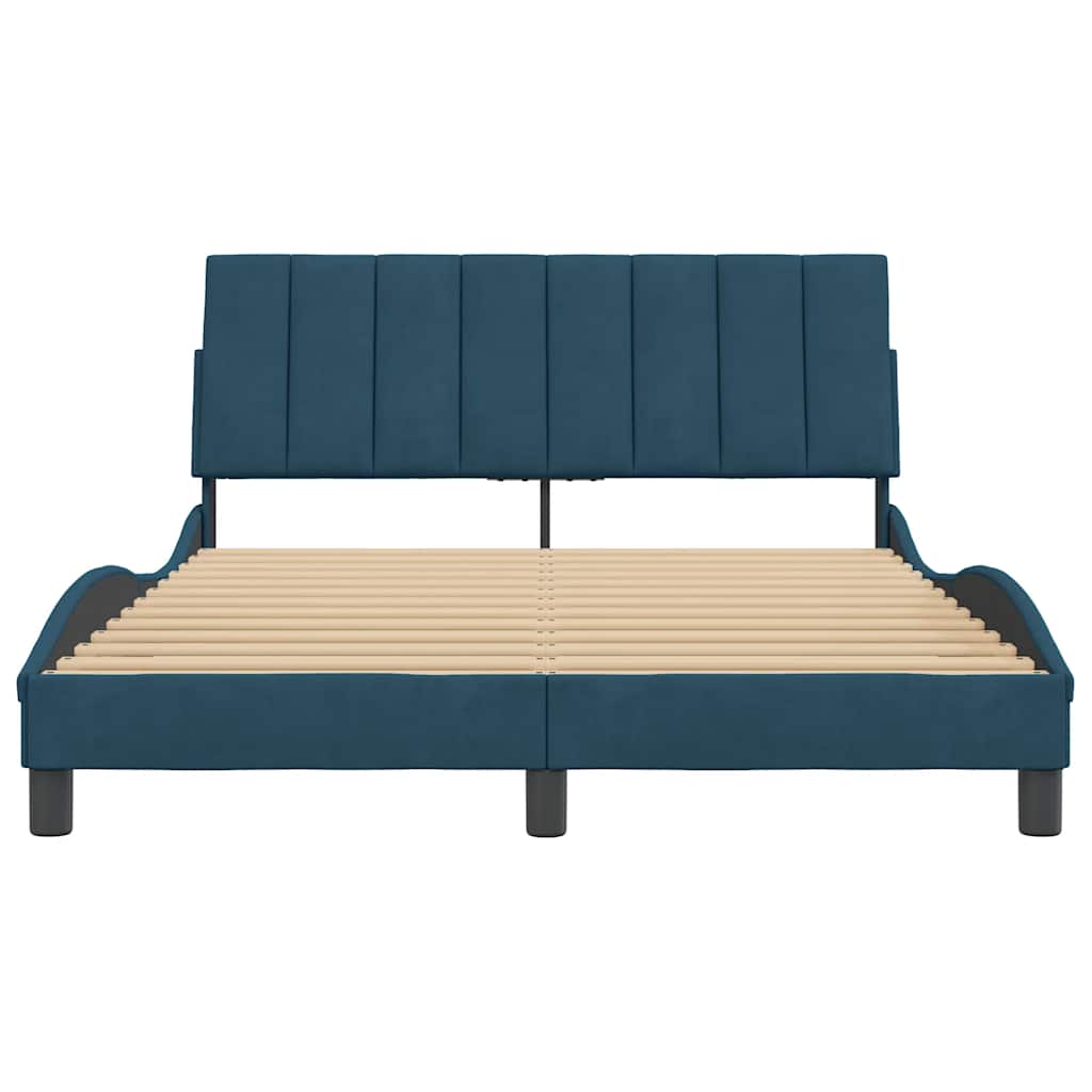 Cadre de lit sans matelas Hanko bleu 120x200 cm velours - XIOS