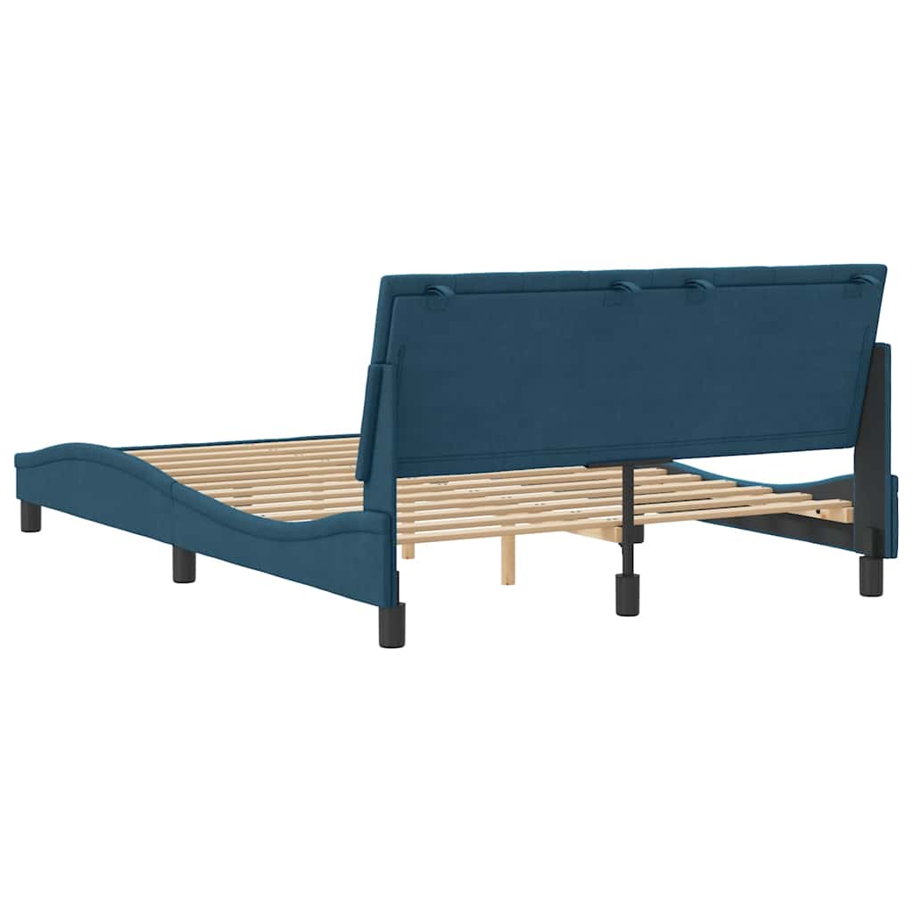 Cadre de lit sans matelas Hanko bleu 120x200 cm velours - XIOS