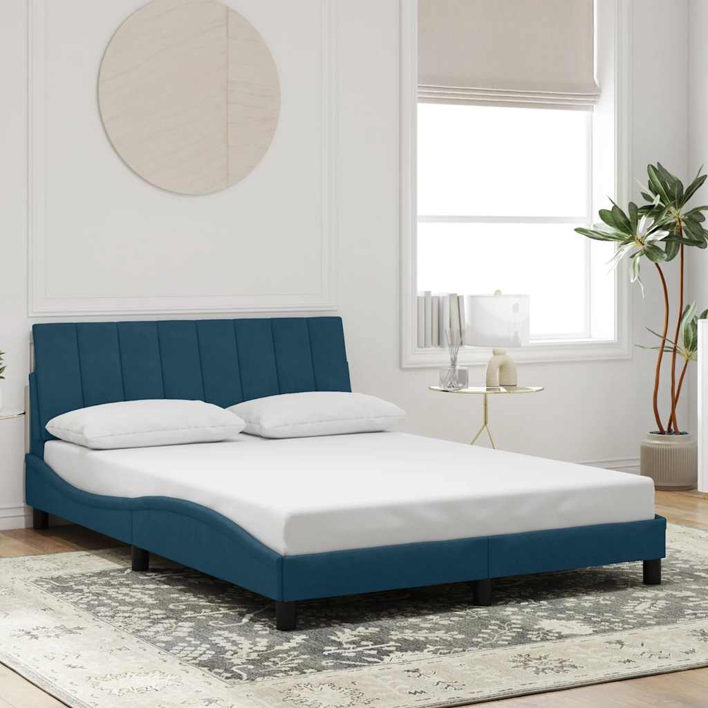Cadre de lit sans matelas Hanko bleu 120x200 cm velours - XIOS
