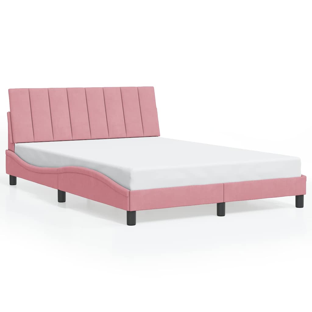 Cadre de lit sans matelas Hanko rose 120x200 cm velours - XIOS