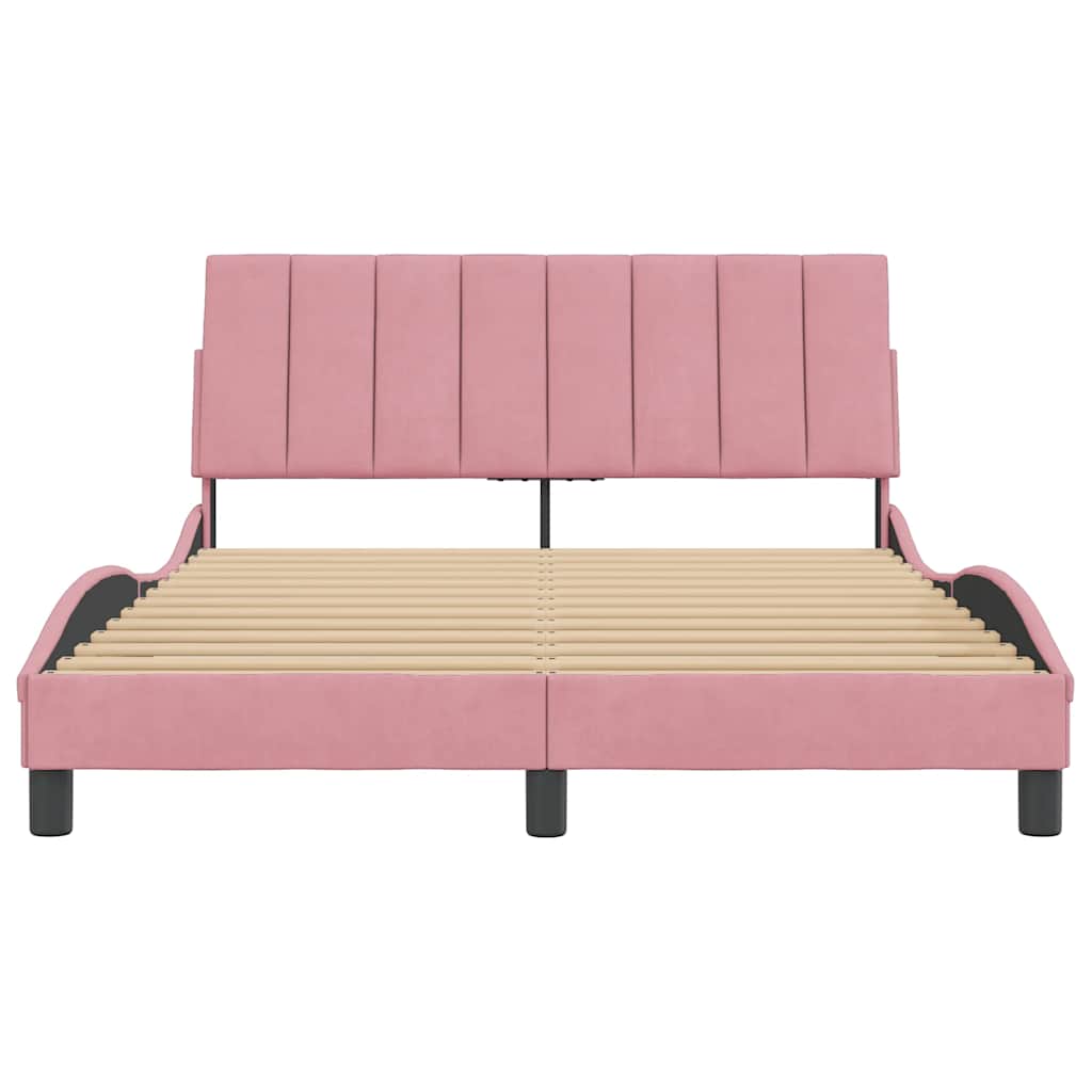 Cadre de lit sans matelas Hanko rose 120x200 cm velours - XIOS