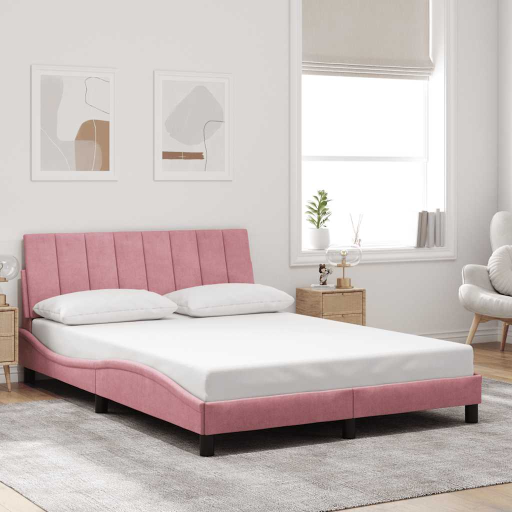 Cadre de lit sans matelas Hanko rose 120x200 cm velours - XIOS