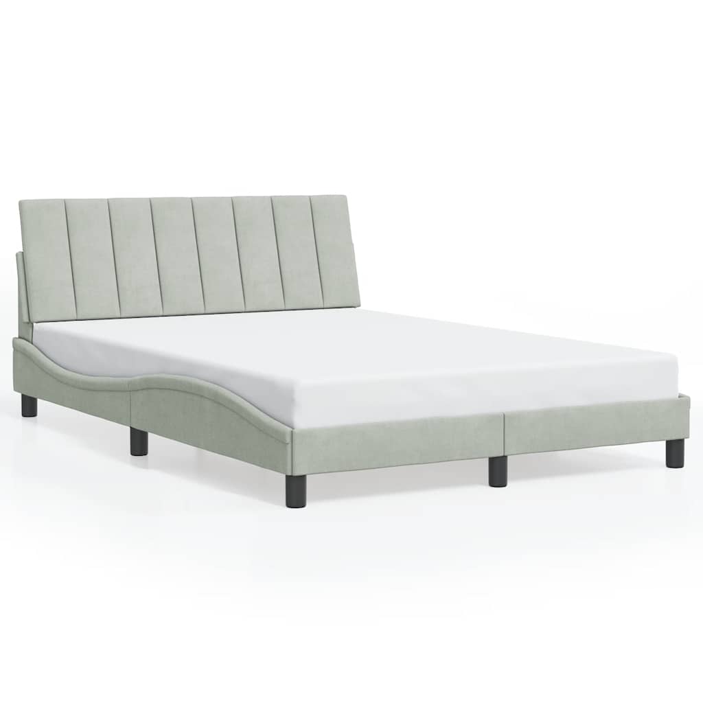 Cadre de lit sans matelas Hanko gris clair 140x190 cm velours