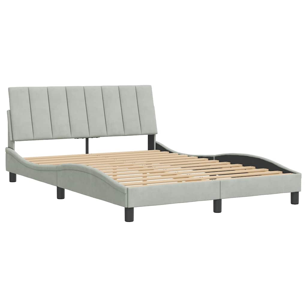 Cadre de lit sans matelas Hanko gris clair 140x190 cm velours