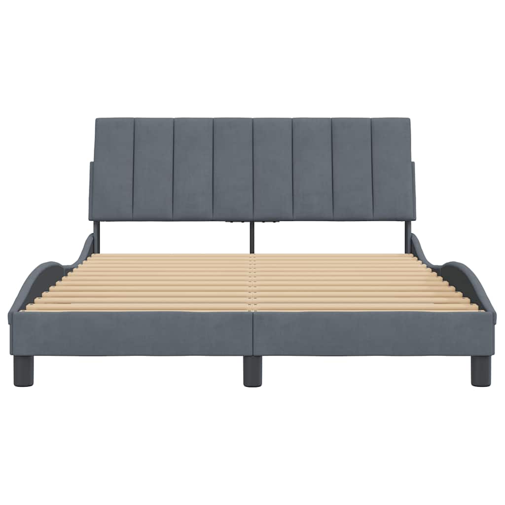 Cadre de lit sans matelas Hanko gris foncé 140x190 cm velours