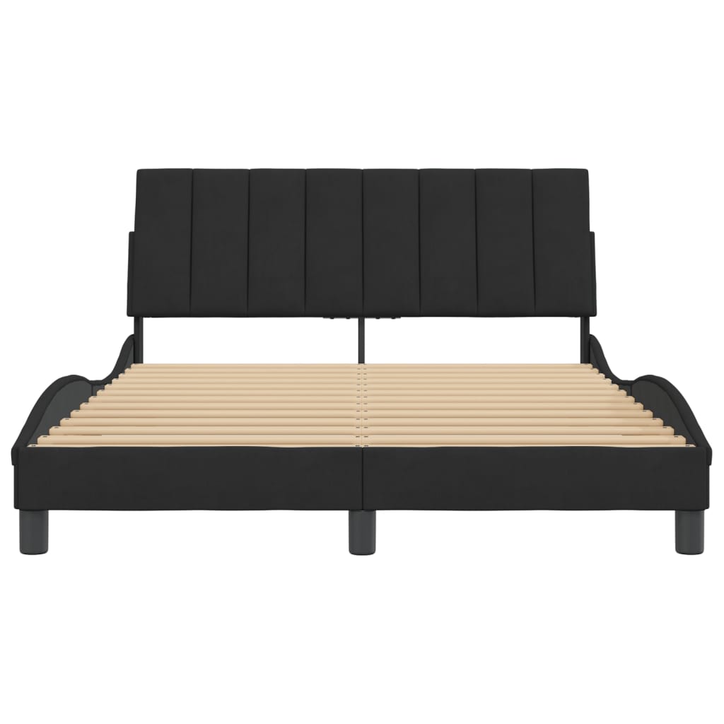 Cadre de lit sans matelas noir 140x190 cm velours - XIOS