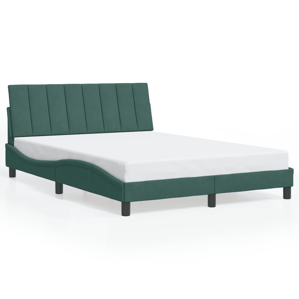 Cadre de lit sans matelas Hanko vert foncé 140x190 cm velours - XIOS