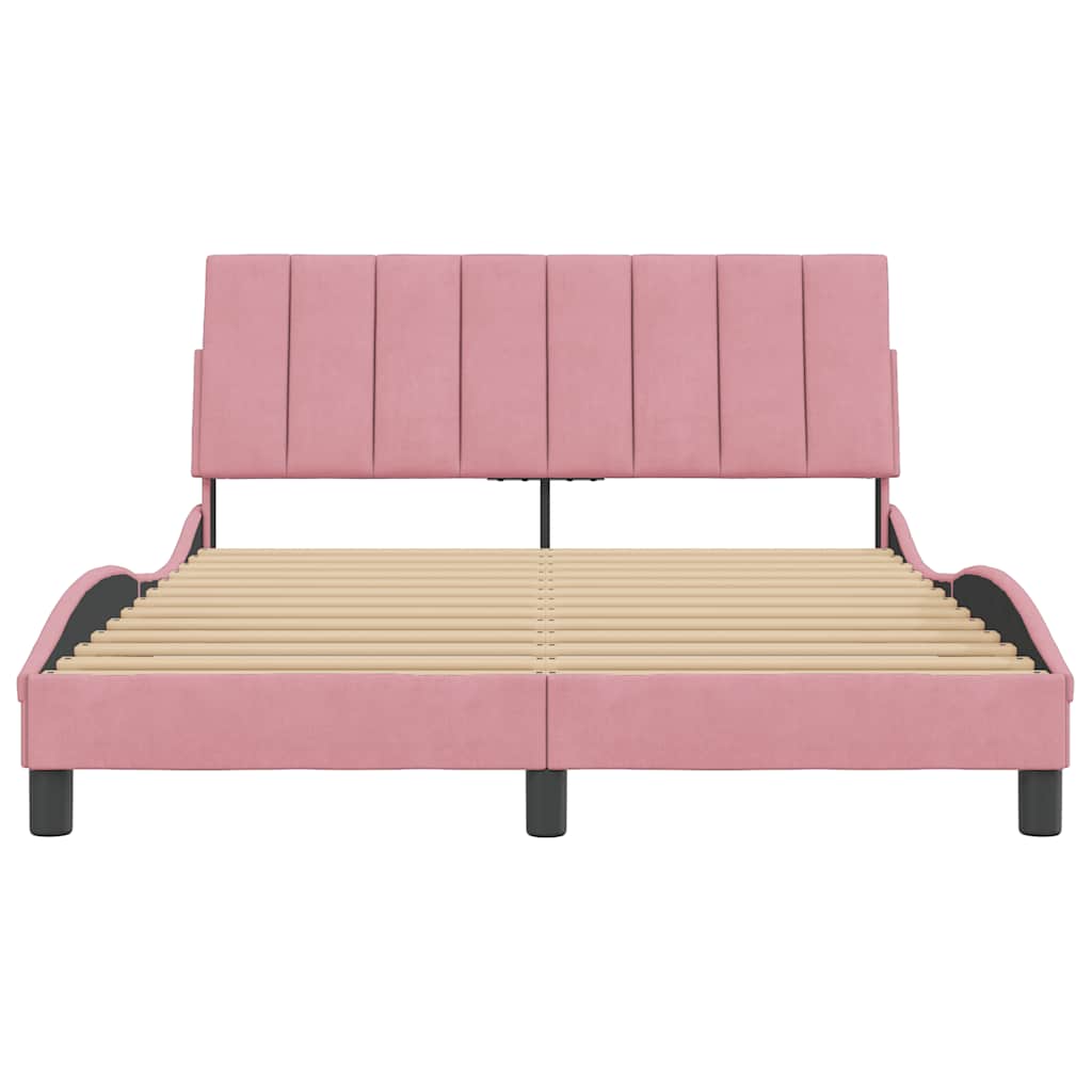 Cadre de lit sans matelas Hanko rose 140x190 cm velours - XIOS