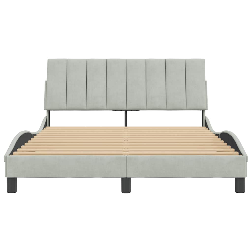 Cadre de lit sans matelas Hanko gris clair 140x200 cm velours