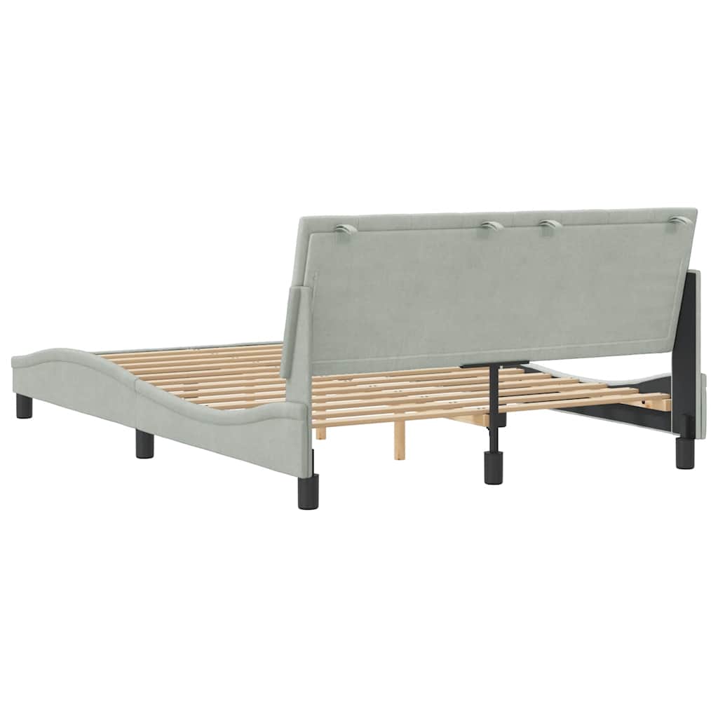 Cadre de lit sans matelas Hanko gris clair 140x200 cm velours