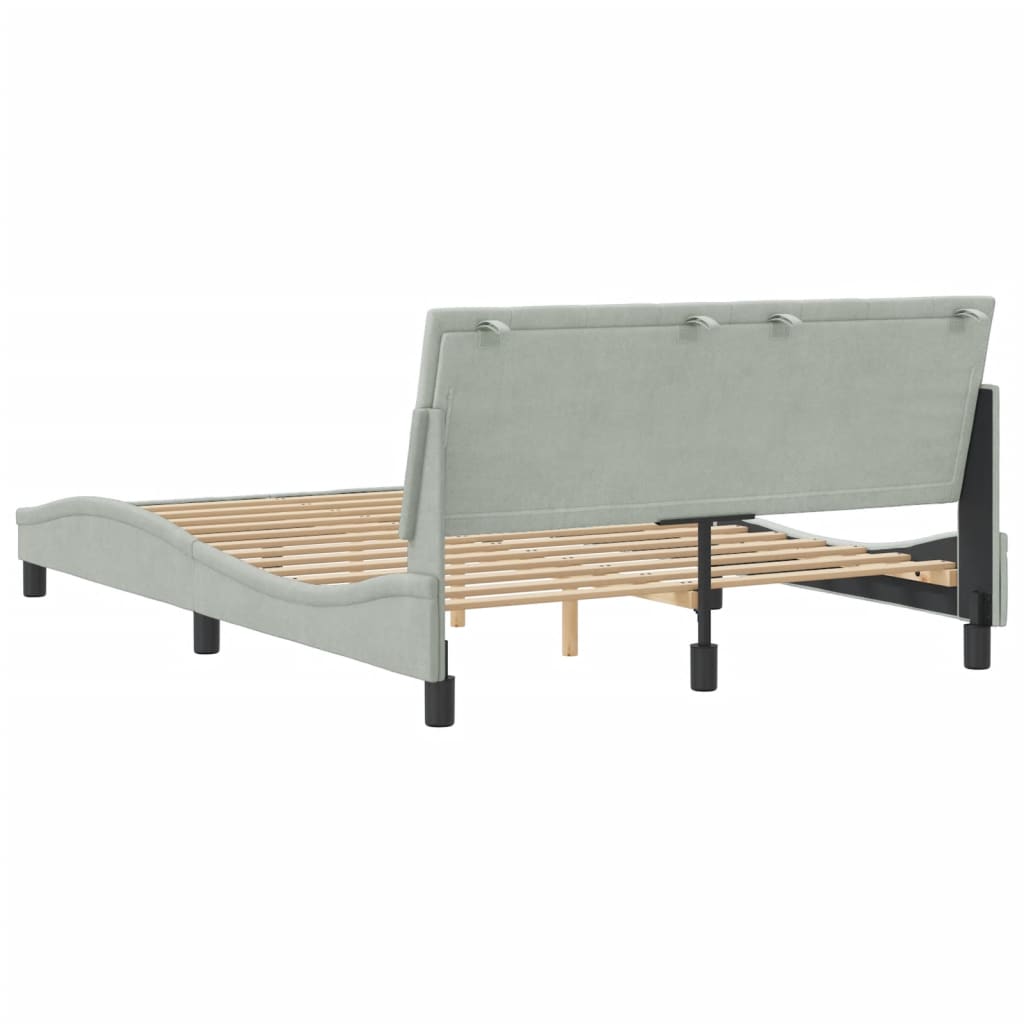 Cadre de lit sans matelas gris clair 140x200 cm velours - XIOS
