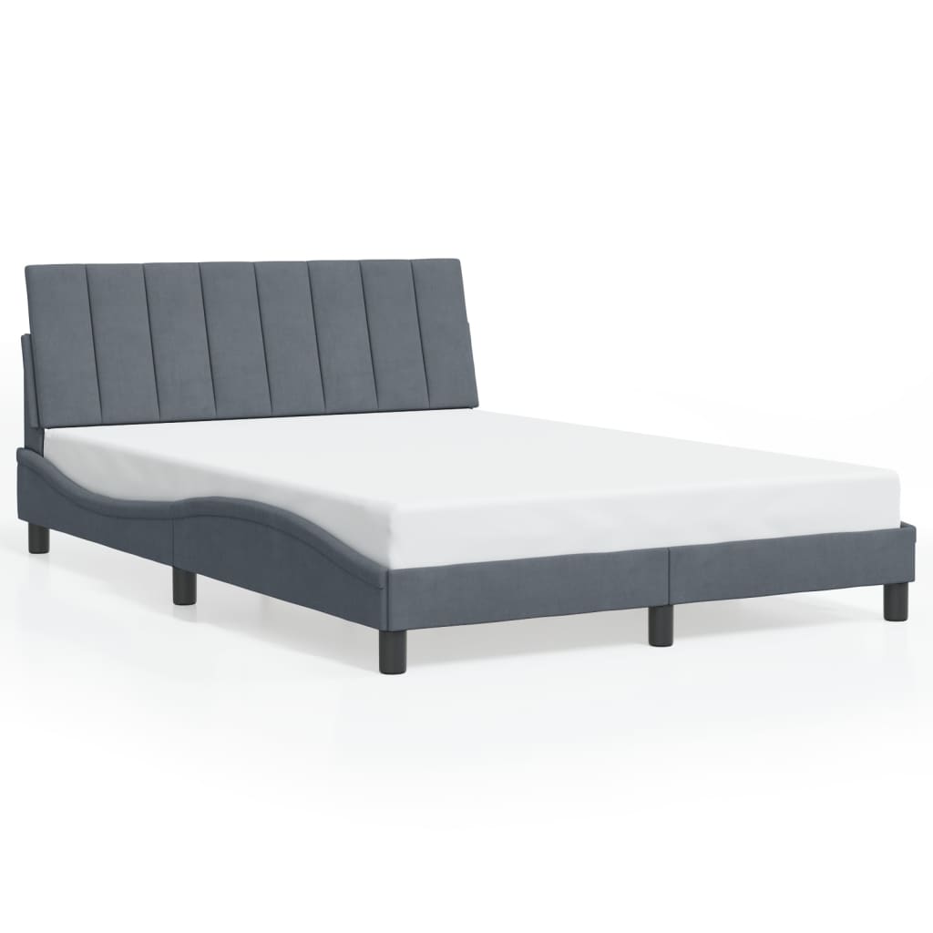 Cadre de lit sans matelas gris foncé 140x200 cm velours - XIOS