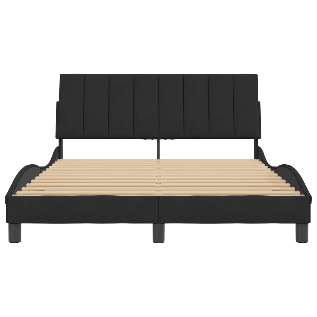 Cadre de lit sans matelas noir 140x200 cm velours - XIOS