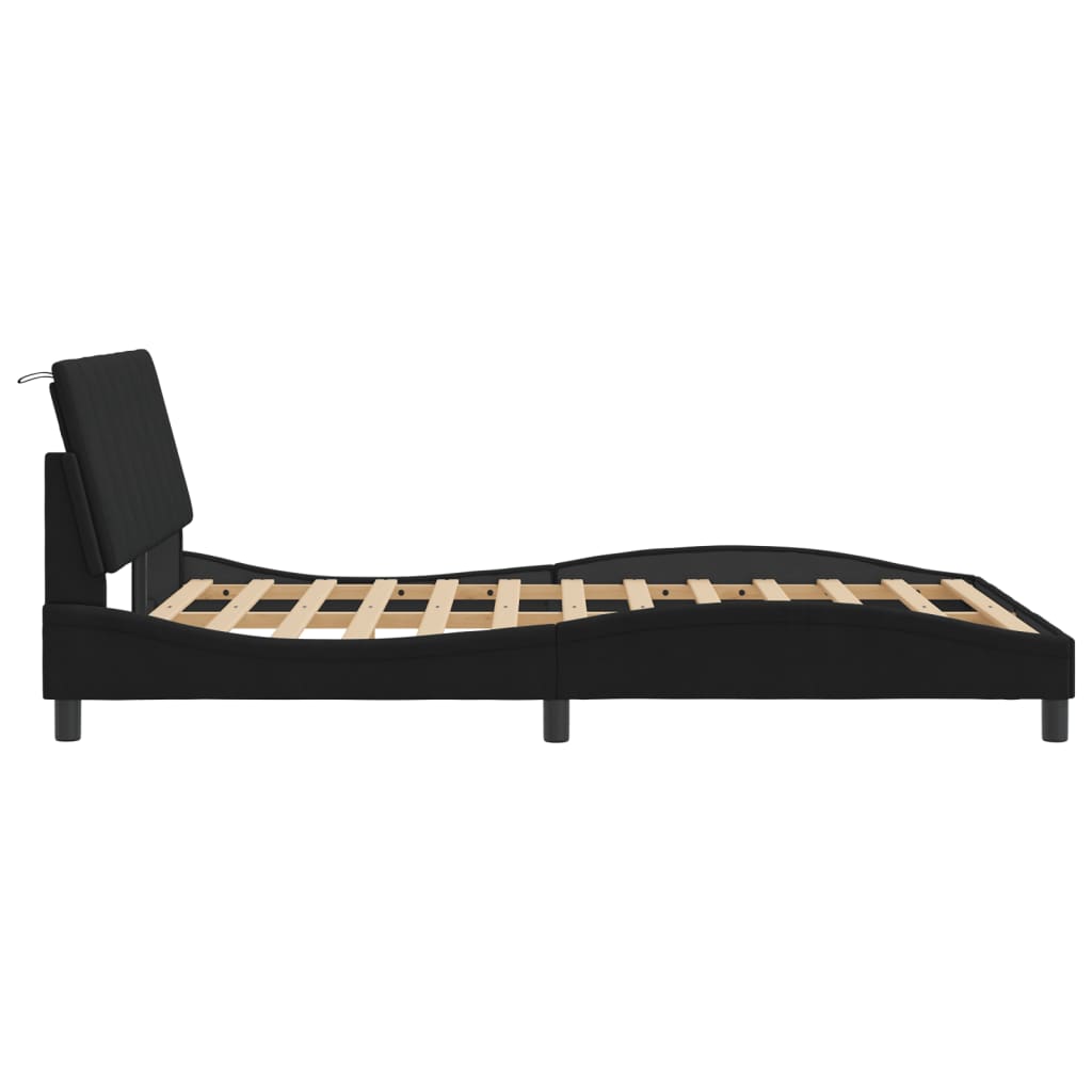 Cadre de lit sans matelas noir 140x200 cm velours - XIOS