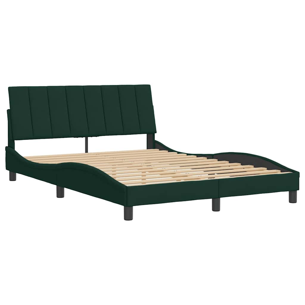 Cadre de lit sans matelas Hanko vert foncé 140x200 cm velours - XIOS
