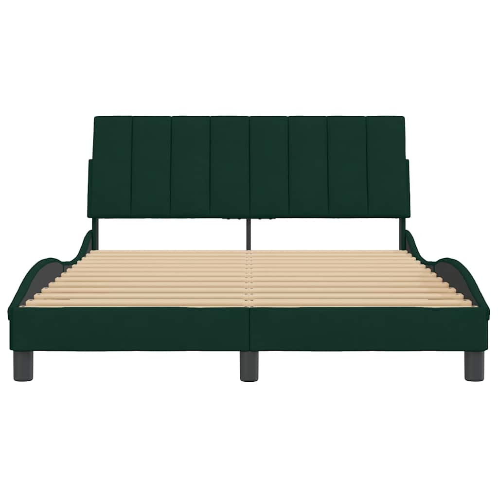 Cadre de lit sans matelas Hanko vert foncé 140x200 cm velours - XIOS