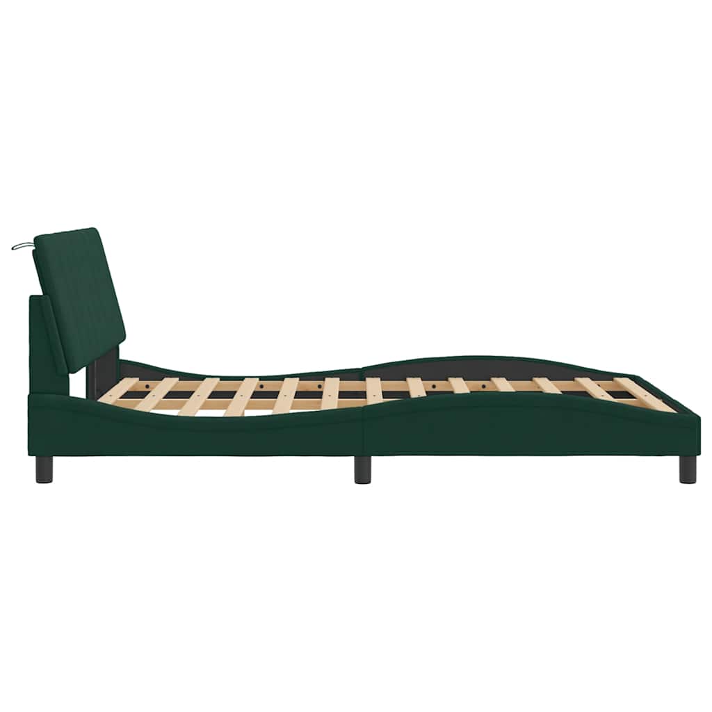 Cadre de lit sans matelas Hanko vert foncé 140x200 cm velours - XIOS