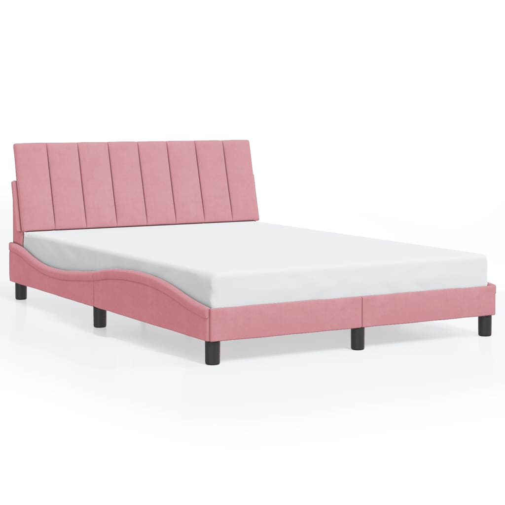 Cadre de lit sans matelas Hanko rose 140x200 cm velours