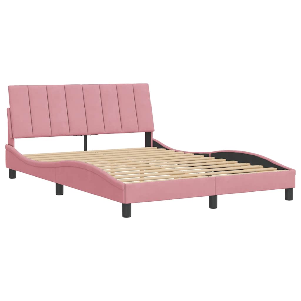 Cadre de lit sans matelas Hanko rose 140x200 cm velours - XIOS