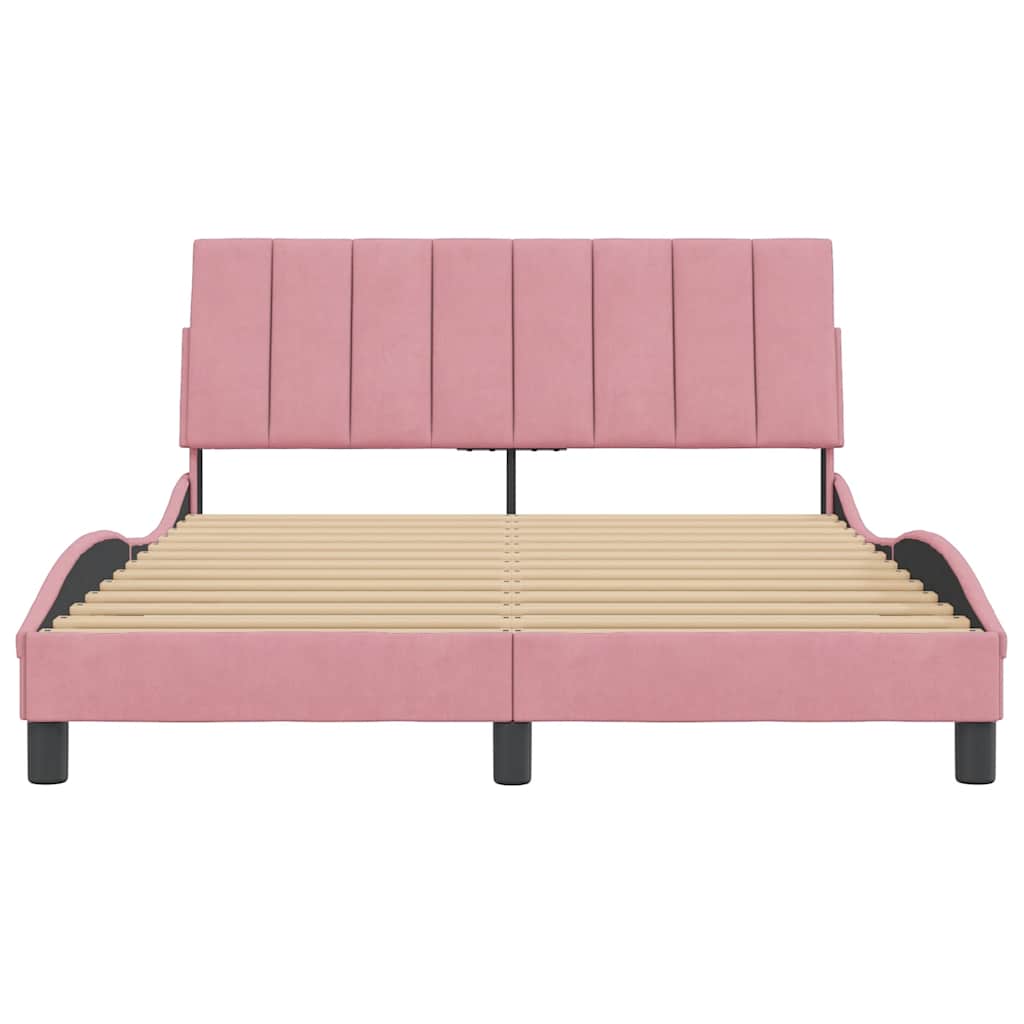 Cadre de lit sans matelas Hanko rose 140x200 cm velours - XIOS