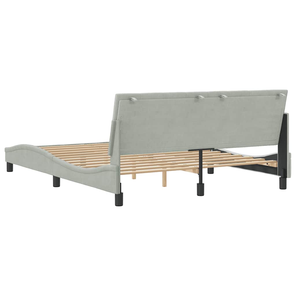 Cadre de lit sans matelas Hanko gris clair 160x200 cm velours