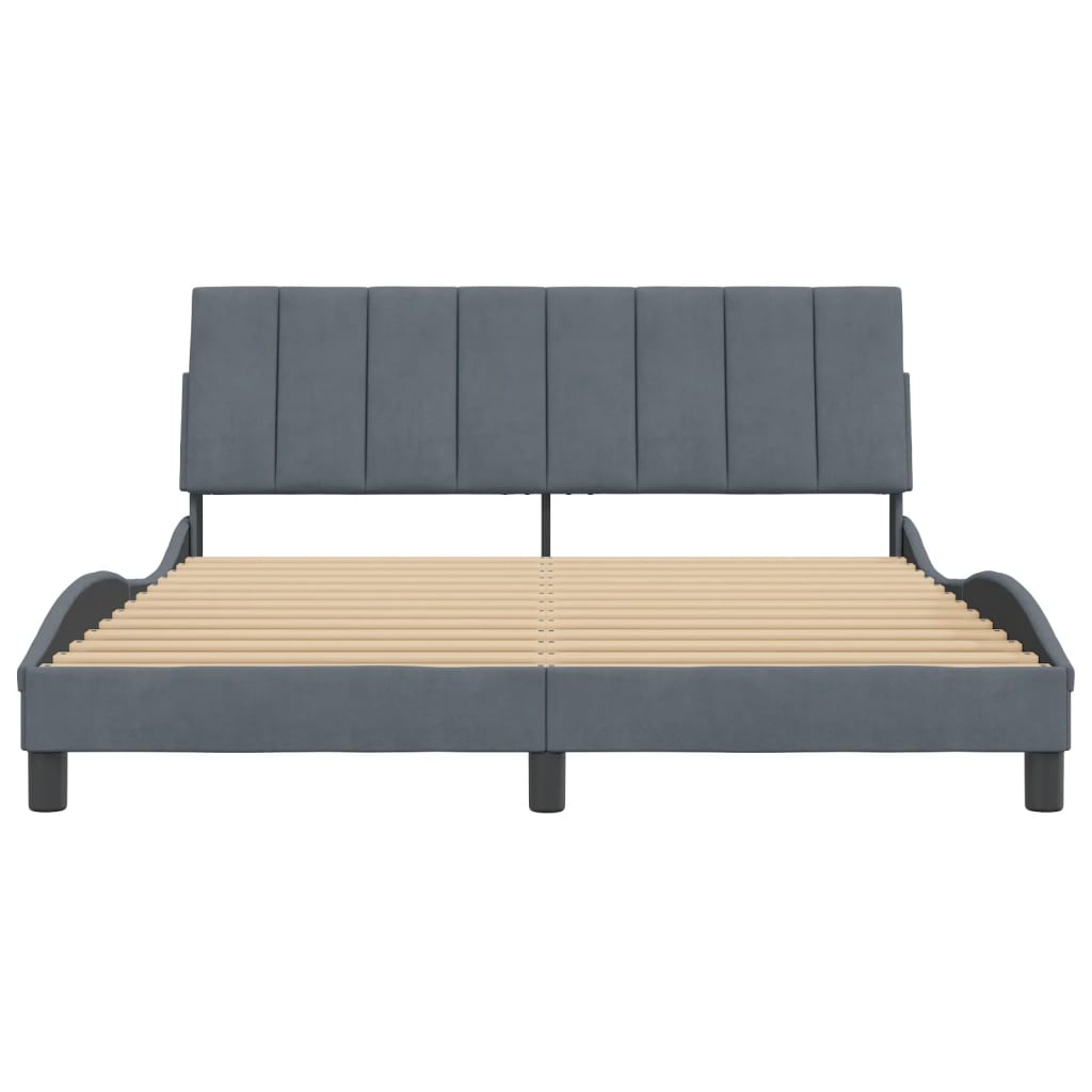 Cadre de lit sans matelas gris foncé 160x200 cm velours - XIOS