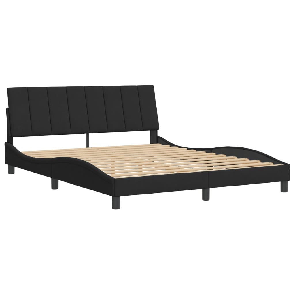 Cadre de lit sans matelas noir 160x200 cm velours - XIOS