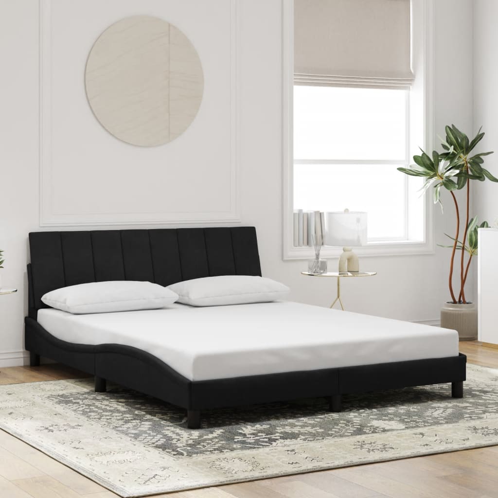 Cadre de lit sans matelas noir 160x200 cm velours - XIOS