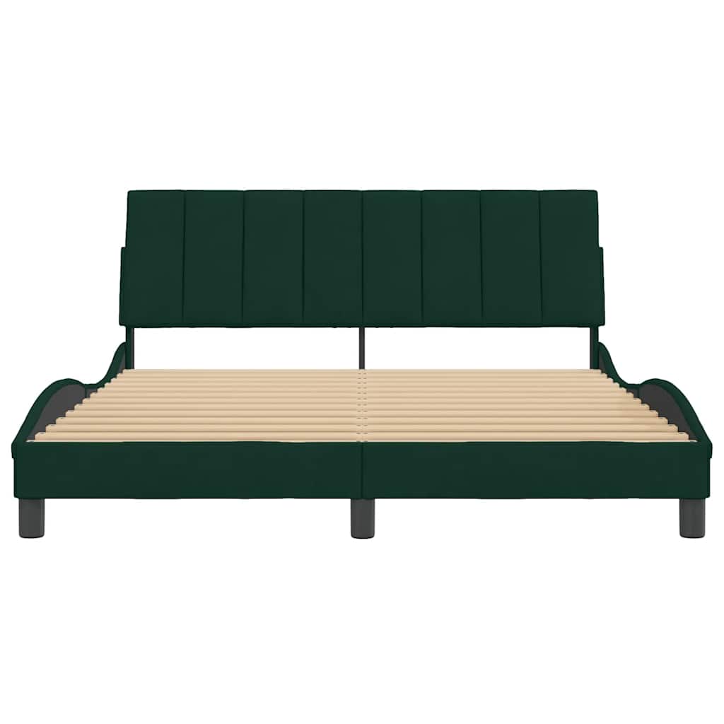 Cadre de lit sans matelas Hanko vert foncé 160x200 cm velours - XIOS