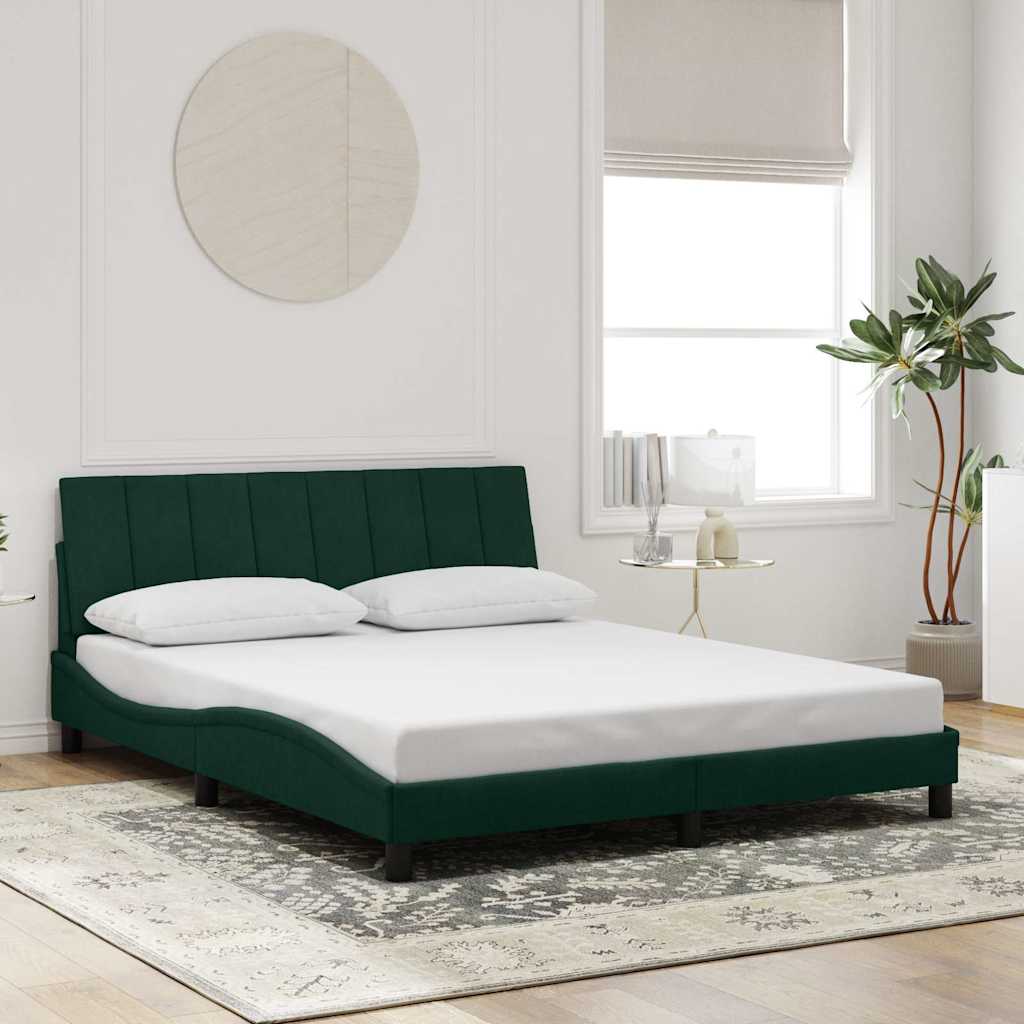 Cadre de lit sans matelas Hanko vert foncé 160x200 cm velours - XIOS