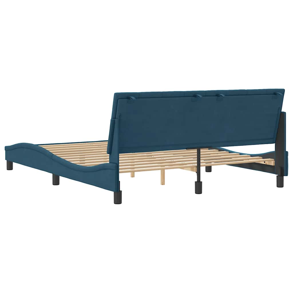 Cadre de lit sans matelas Hanko bleu 160x200 cm velours