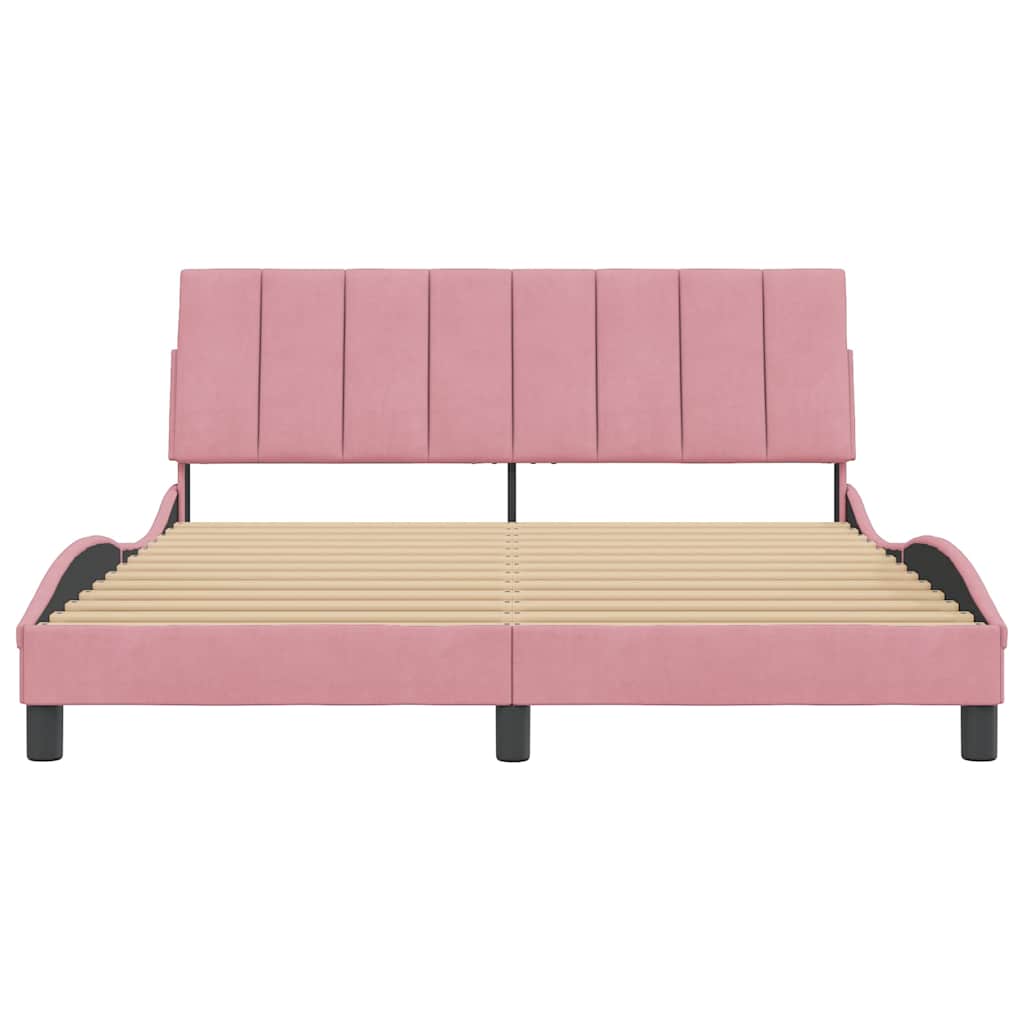 Cadre de lit sans matelas Hanko rose 160x200 cm velours - XIOS